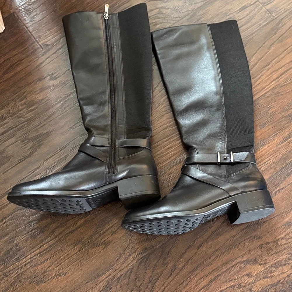 Andre Assous Waterproof Genuine Leather Black Over the Knee Boots, Sz 40